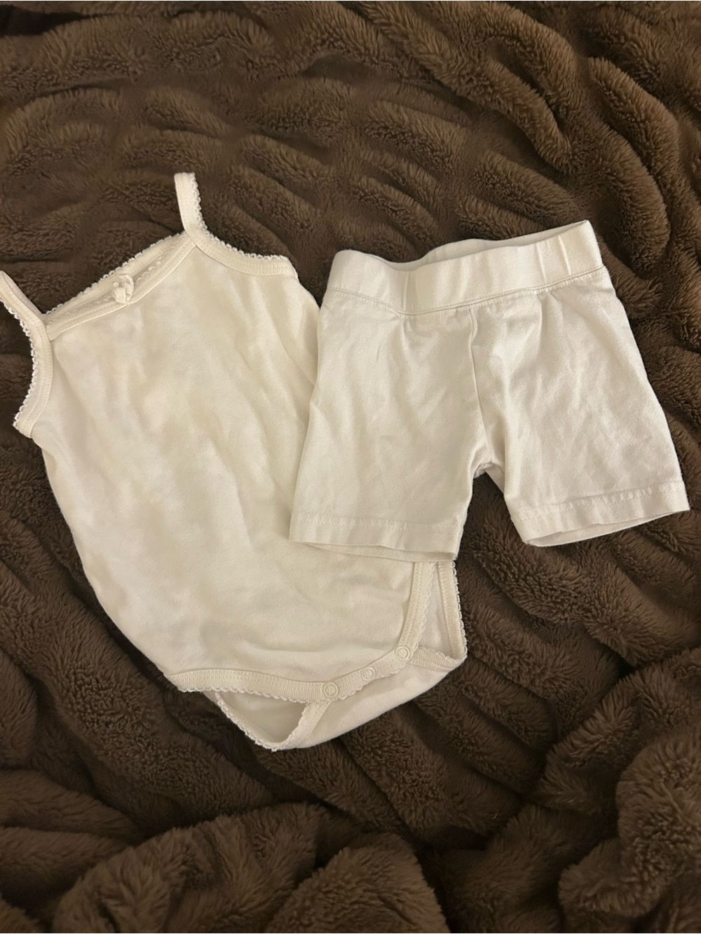 Jamie Kay White Tank Bodysuit and Shorts Set